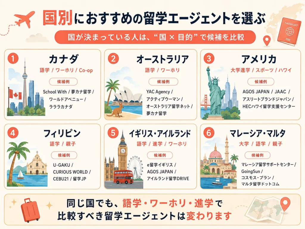 留学先の国を説明する画像。